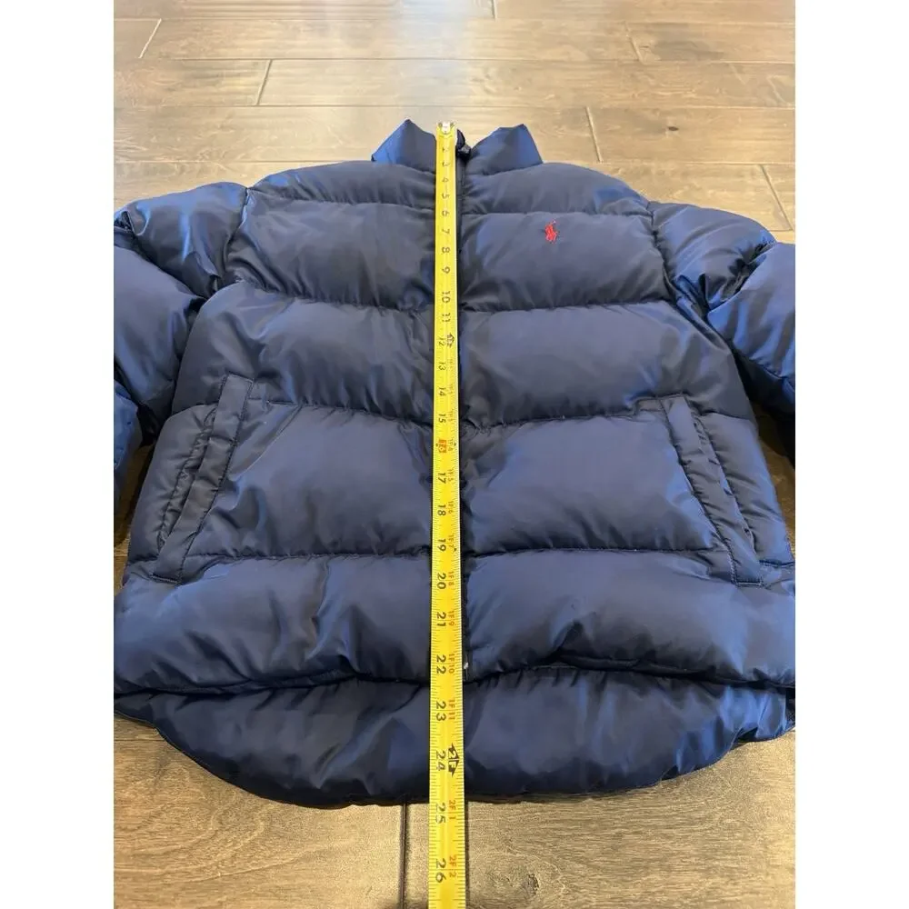 Vintage Polo Ralph Lauren Youth Navy Blue Puffer Down Full Zip Jacket M 12/14